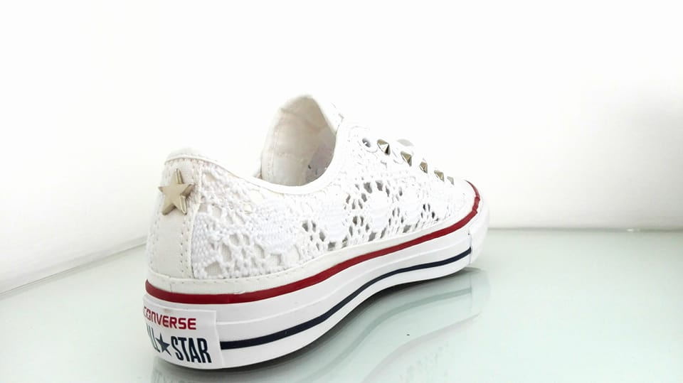 converse in pizzo bianche