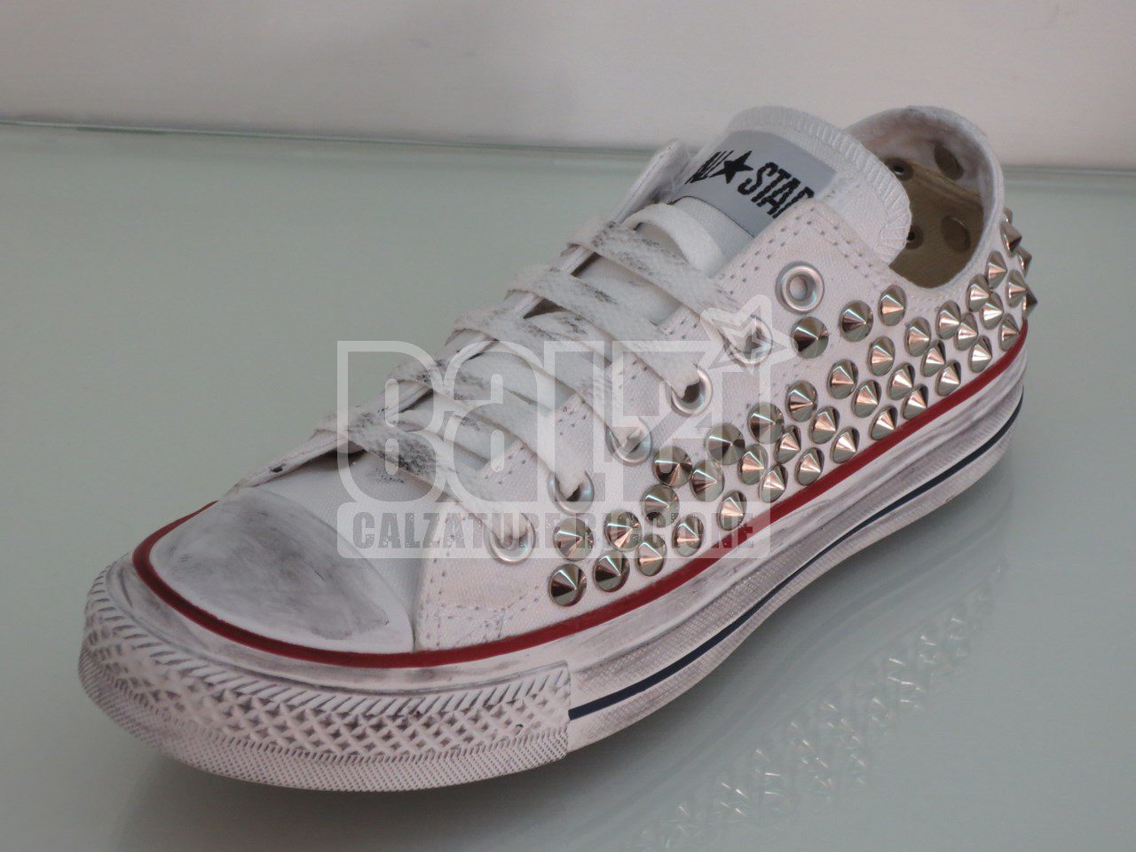 Converse All Star Basse 190 Borchie Personalizzate Bianche - immagine 5
