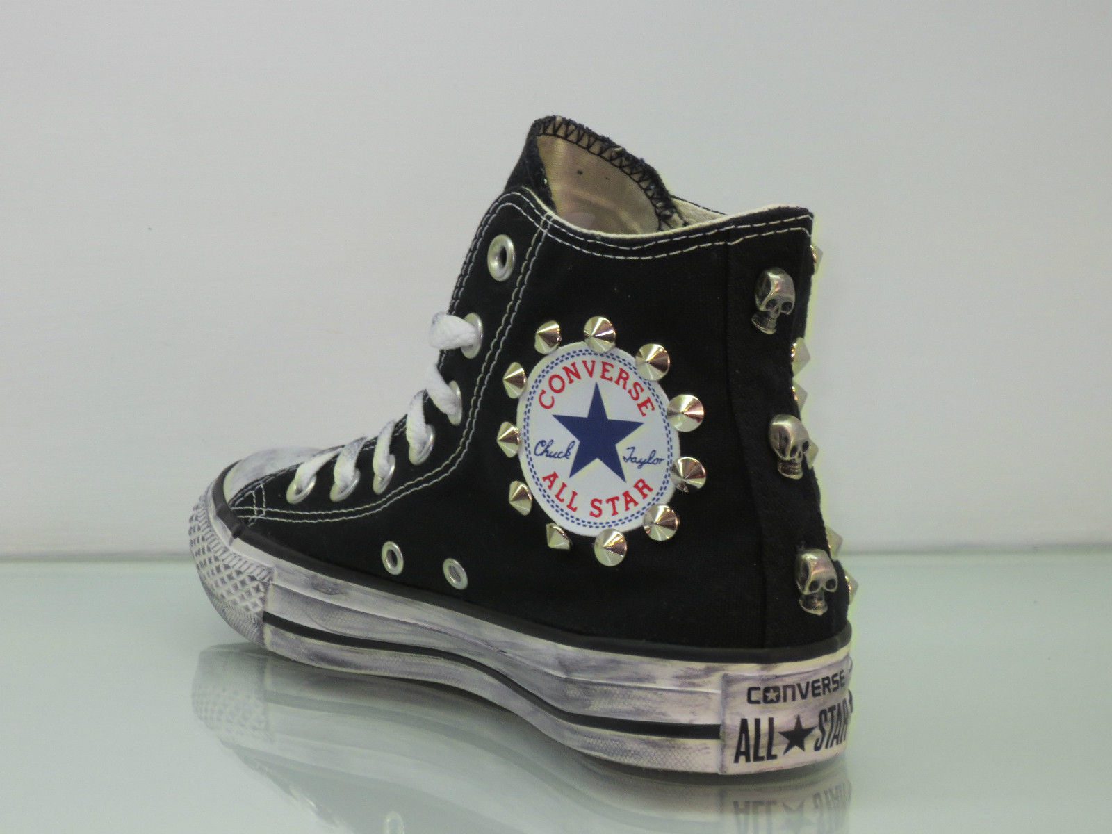 Converse All Star Girologo Borchie Personalizzate Teschi Nero - immagine 2