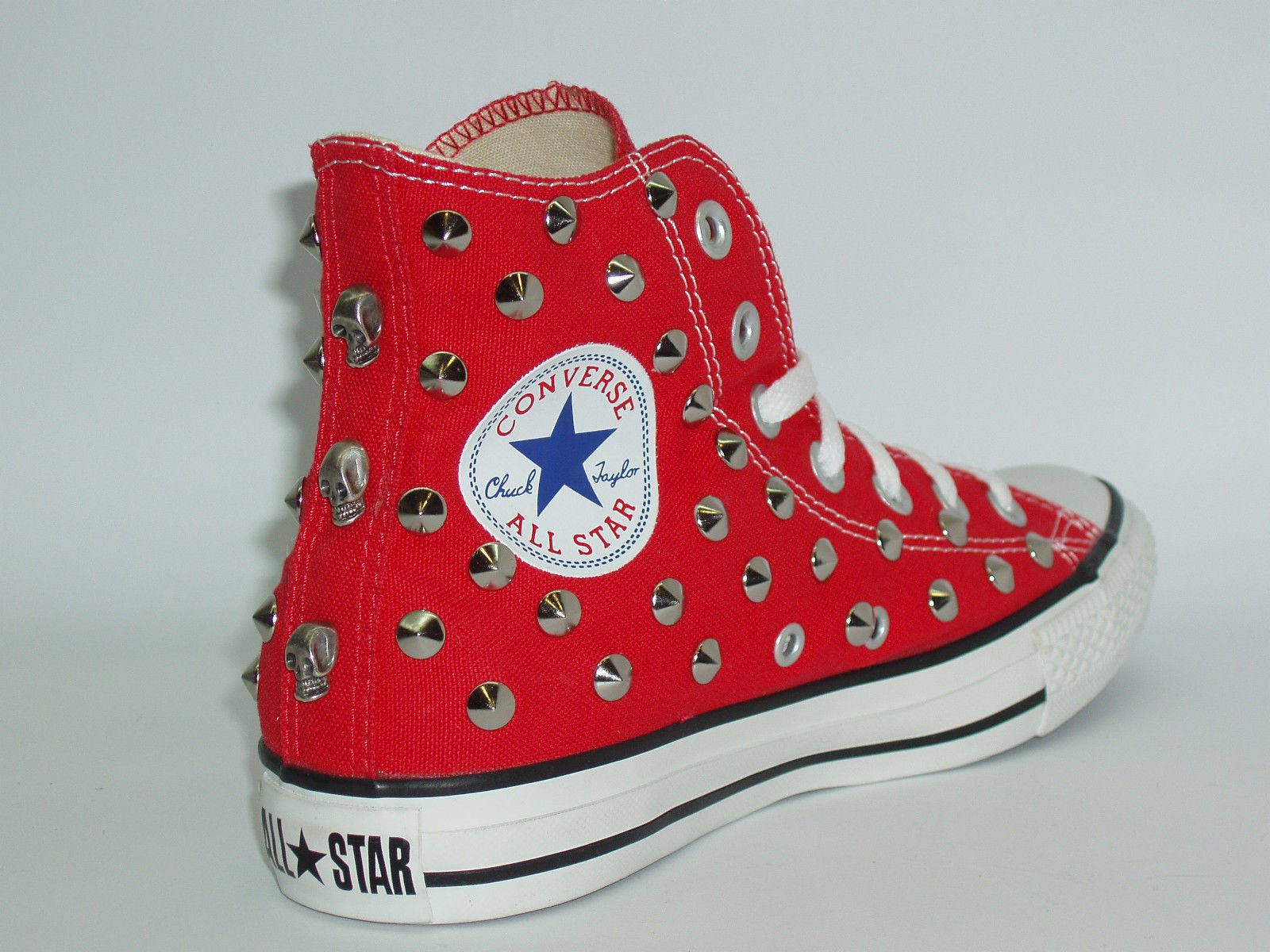 Converse All Star 130 Borchie Personalizzate Teschi Rosse - immagine 3