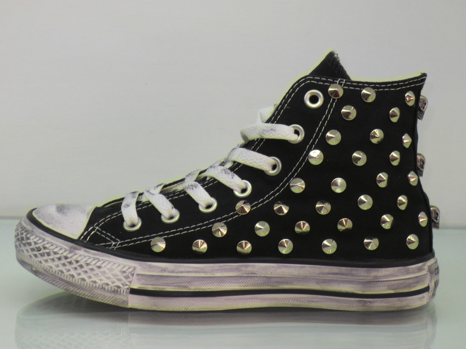 Converse All Star Girologo Borchie Personalizzate Teschi Nero - immagine 3