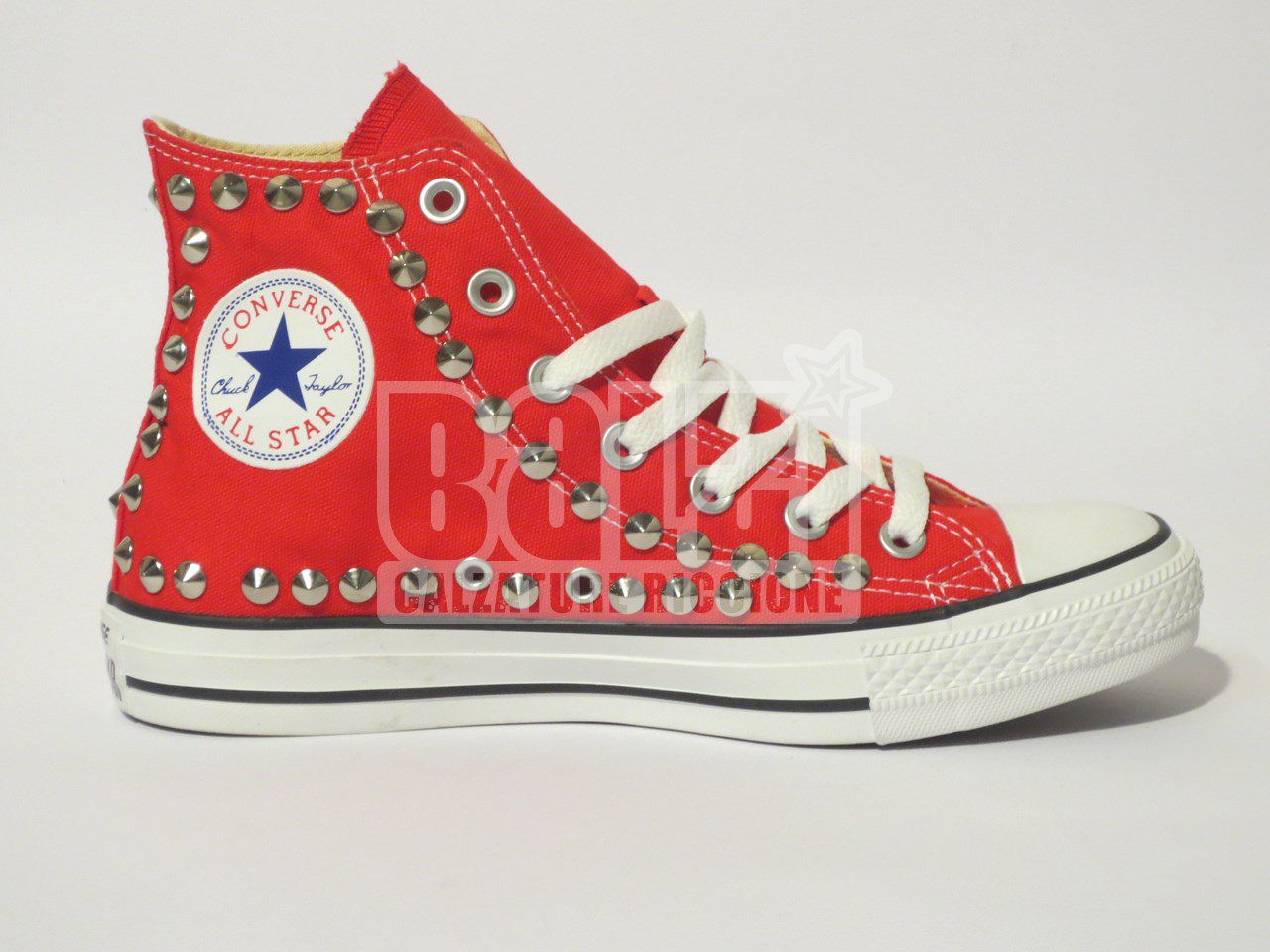 Converse All Star Perimetro Borchie Personalizzate Rosso Red - immagine 3
