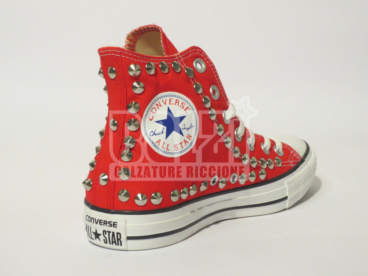 Converse All Star Perimetro Borchie Personalizzate Rosso Red - immagine 4