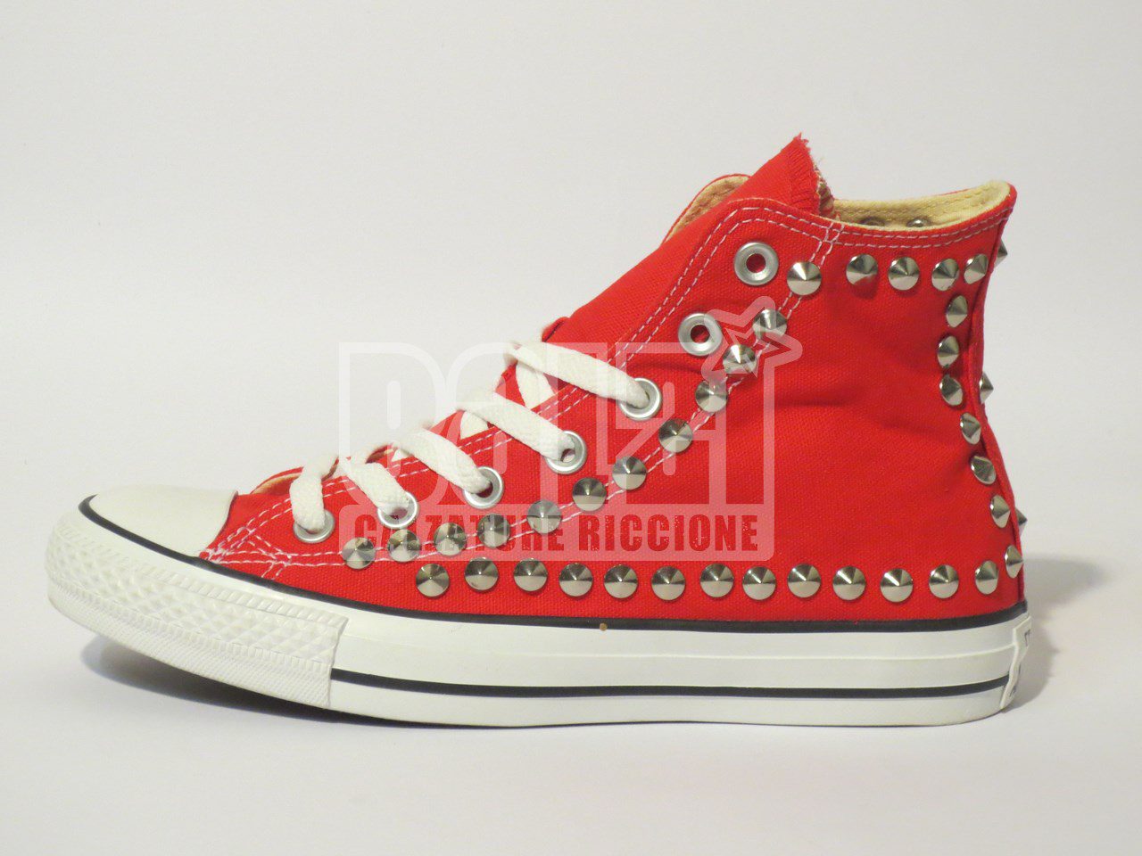 Converse All Star Perimetro Borchie Personalizzate Rosso Red - immagine 5