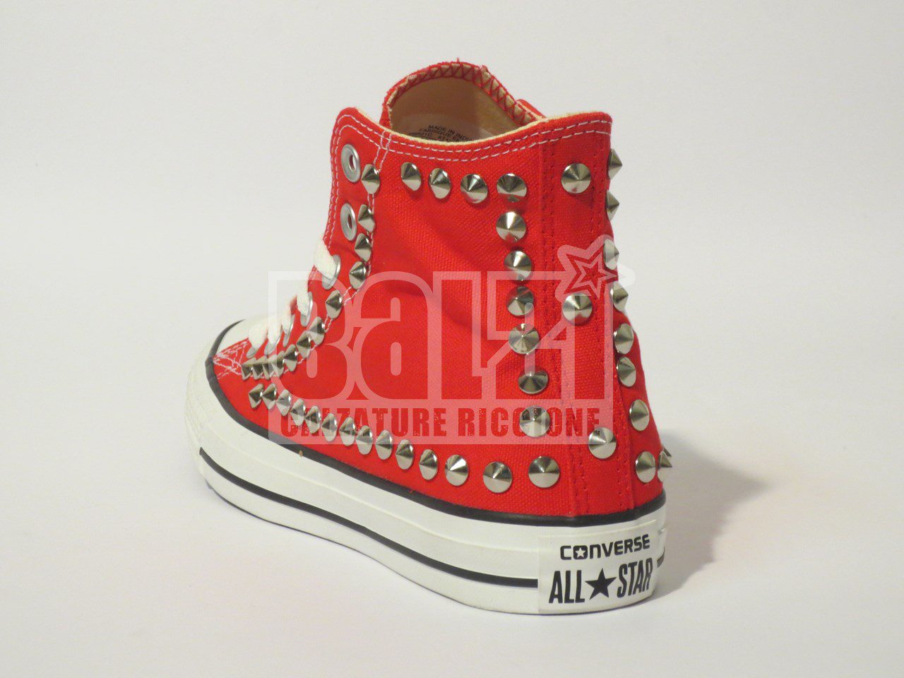 Converse All Star Perimetro Borchie Personalizzate Rosso Red - immagine 2