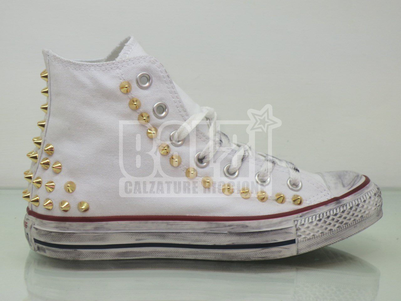 Converse All Star Borchie Alte Personalizzate Bianche - immagine 3