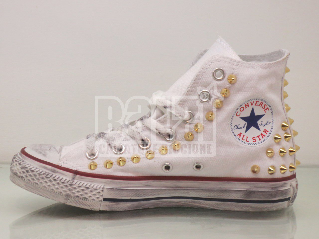 Converse All Star Borchie Alte Personalizzate Bianche - immagine 4