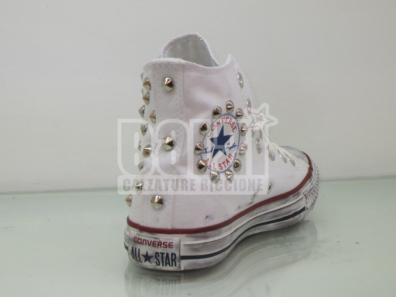 Converse All Star Girologo Borchie Personalizzatr Bianco