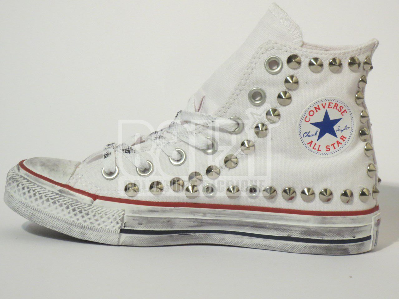 Converse All Star Perimetro Borchie Personalizzate Bianco - immagine 3