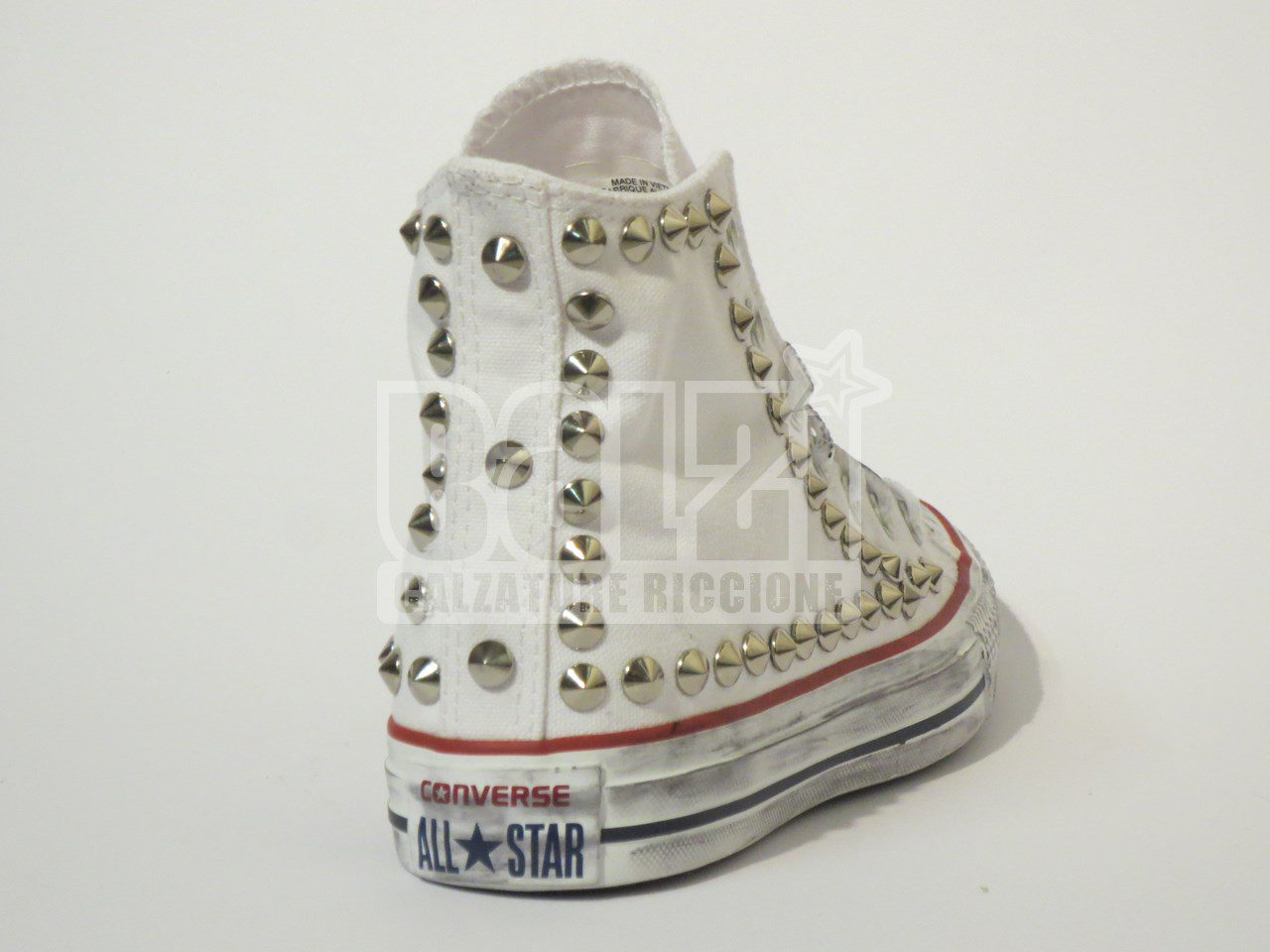 Converse All Star Perimetro Borchie Personalizzate Bianco - immagine 2