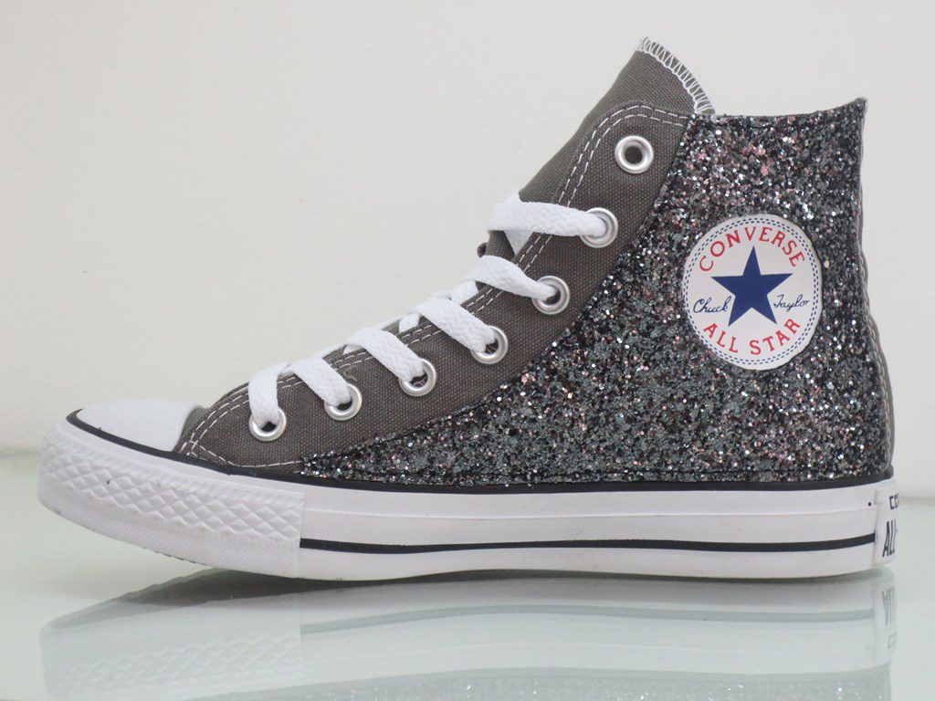 Converse All Star Glitter Canna Personalizzate Grigio - immagine 2
