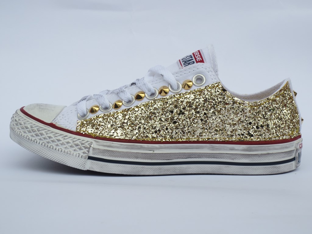 Vendita Online Converse All Star Basse Glitter Oro Bianco - Balzi Calzature