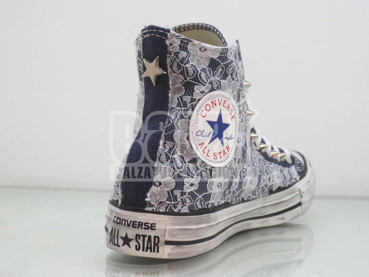 Converse All Star Pizzo Borchie Personalizzate Blu - immagine 5