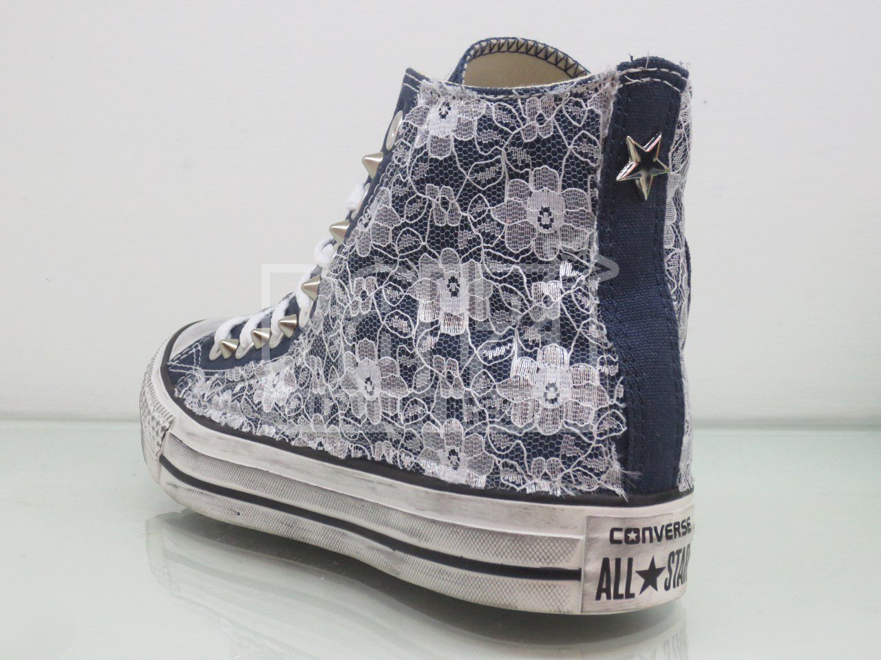 Converse All Star Pizzo Borchie Personalizzate Blu - immagine 3