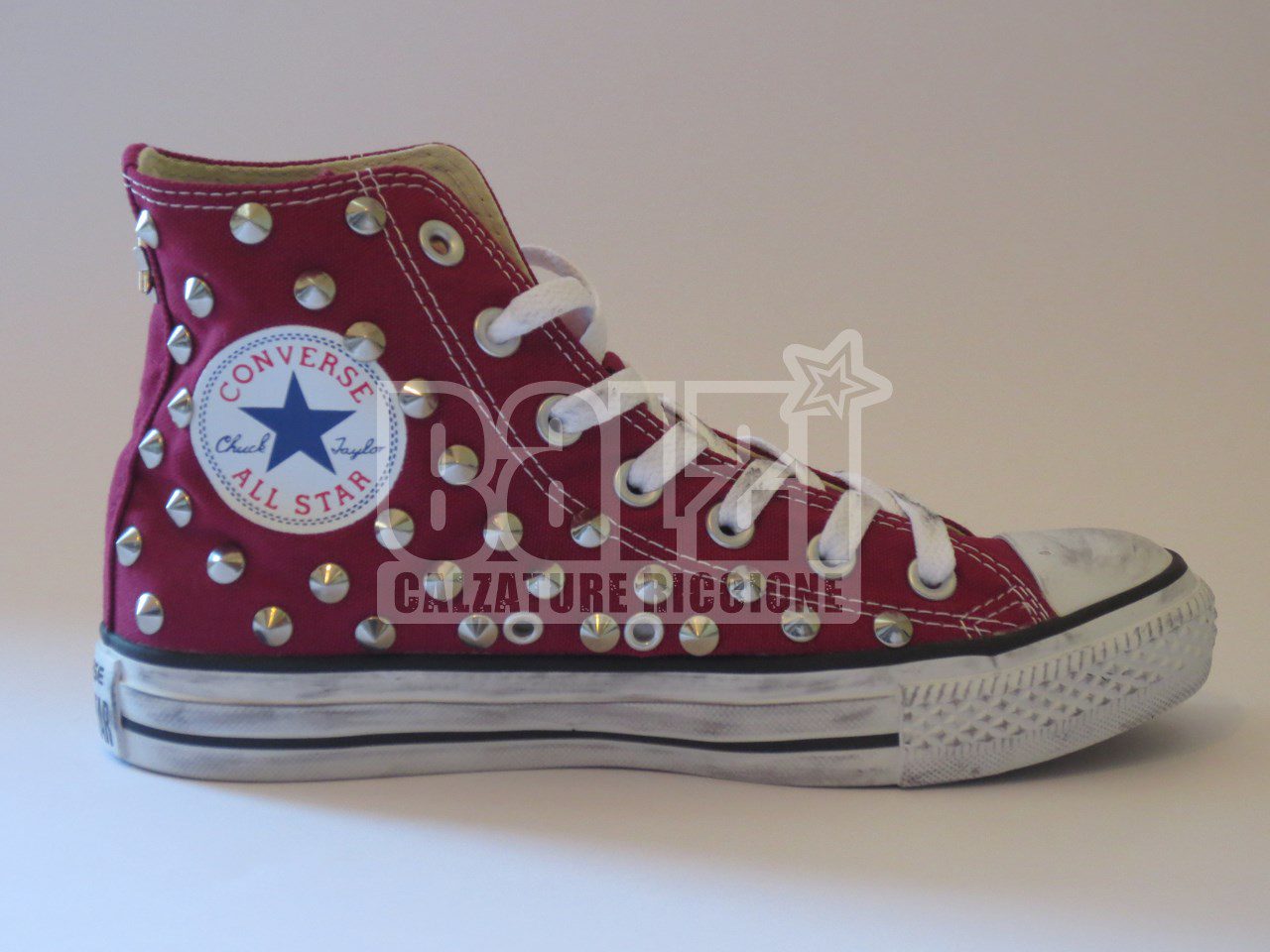 Converse All Star Borchie Personalizzate Bordo' Maroon