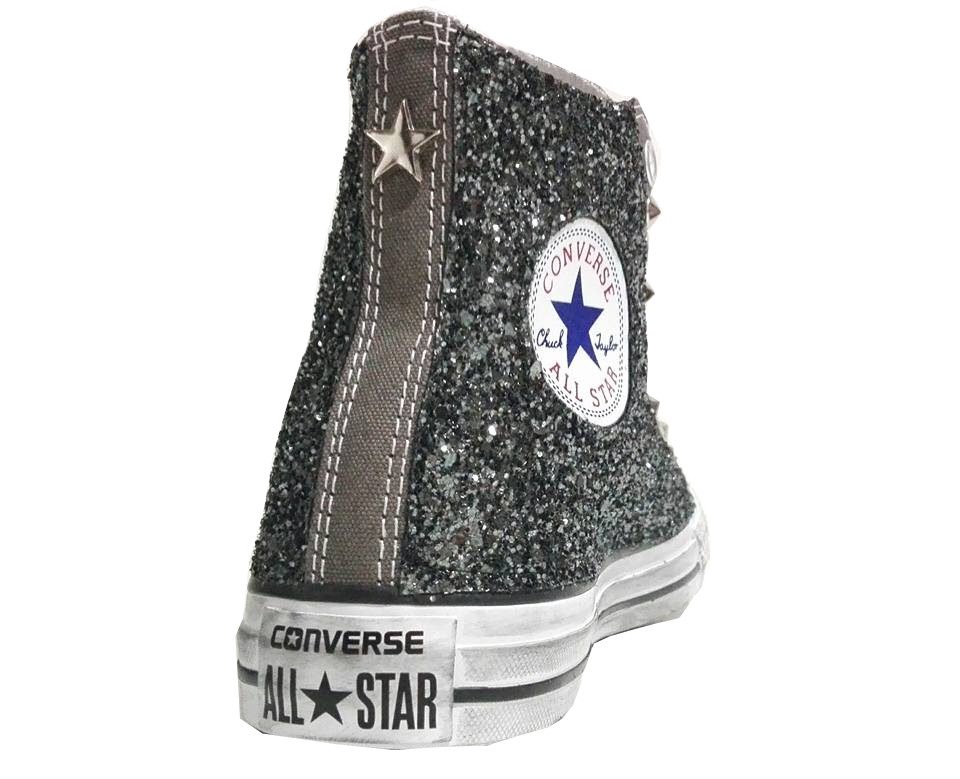 Converse All Star Glitter Canna Personalizzate Grigio Charcoal - immagine 2