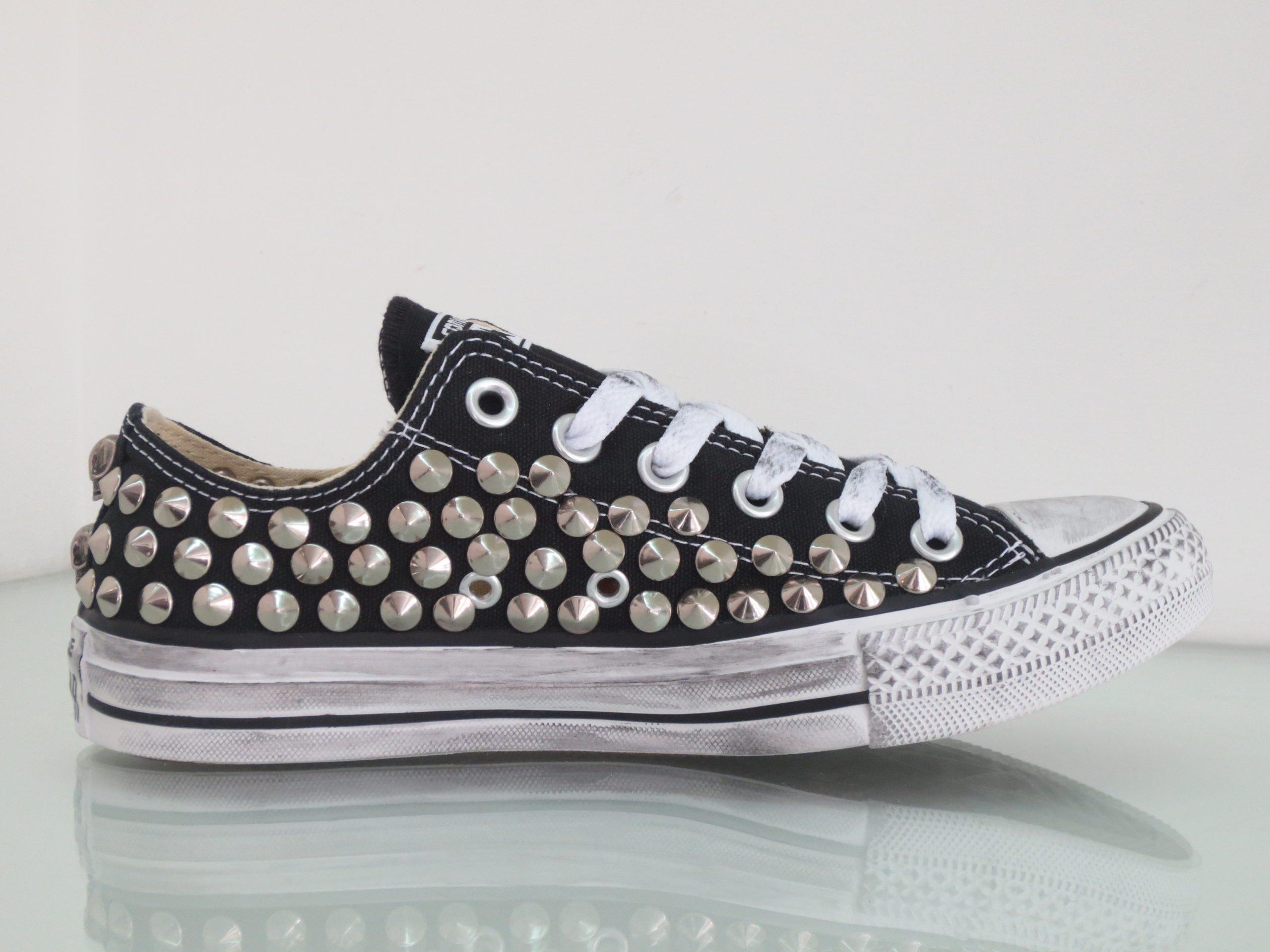 Converse All Star Basse 190 Borchie Personalizzate Nero