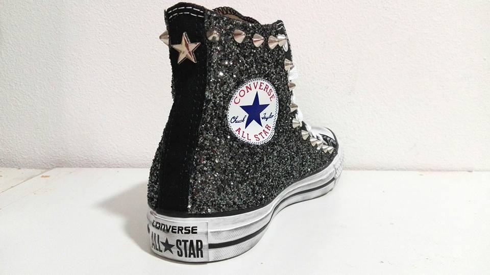 Converse All Star Glitter Canna Personalizzate Studs Nero - immagine 3