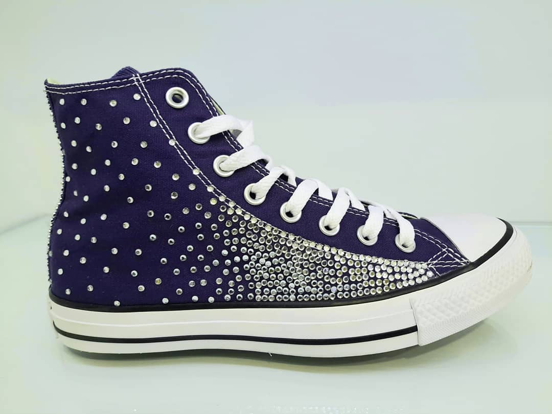Converse Sposa Personalizzate All Star Blu Strass