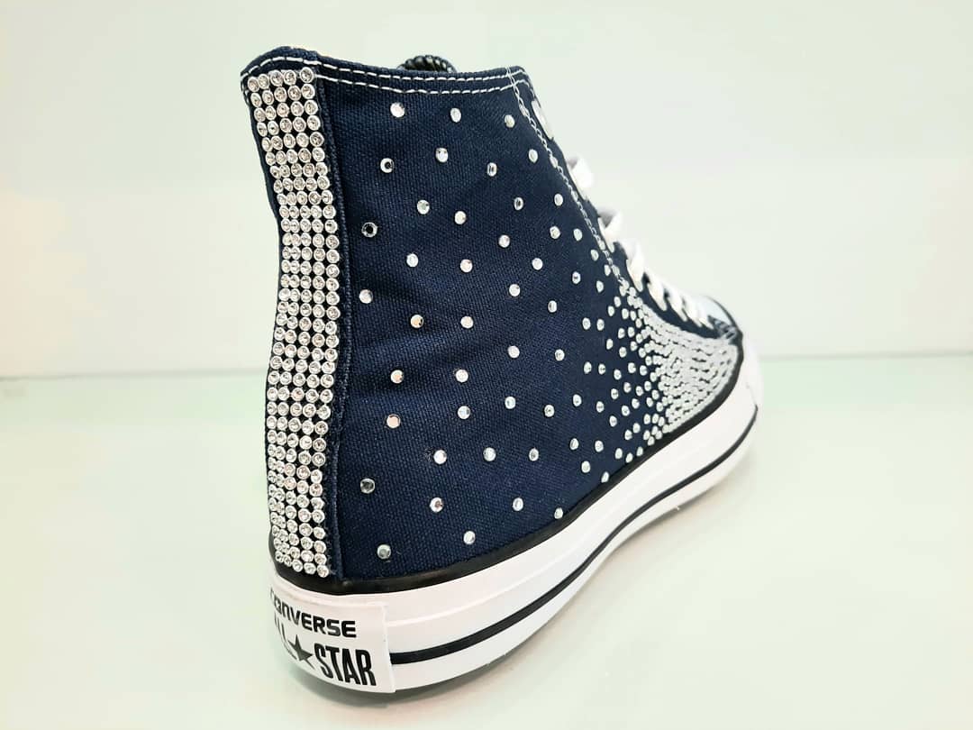 Converse Sposa Personalizzate All Star Blu Strass - immagine 2