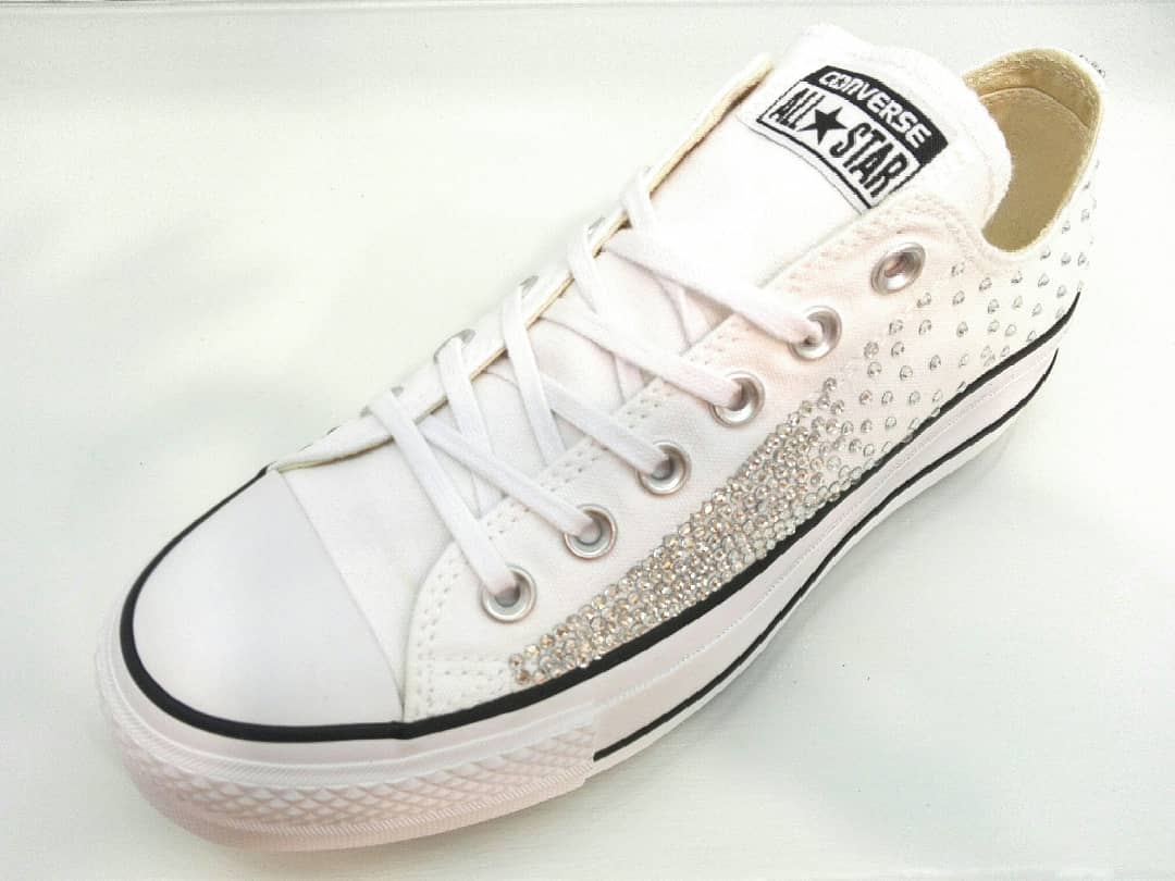 Converse All Star Strass Platform Basse Sposa Bianco Optical White - immagine 3
