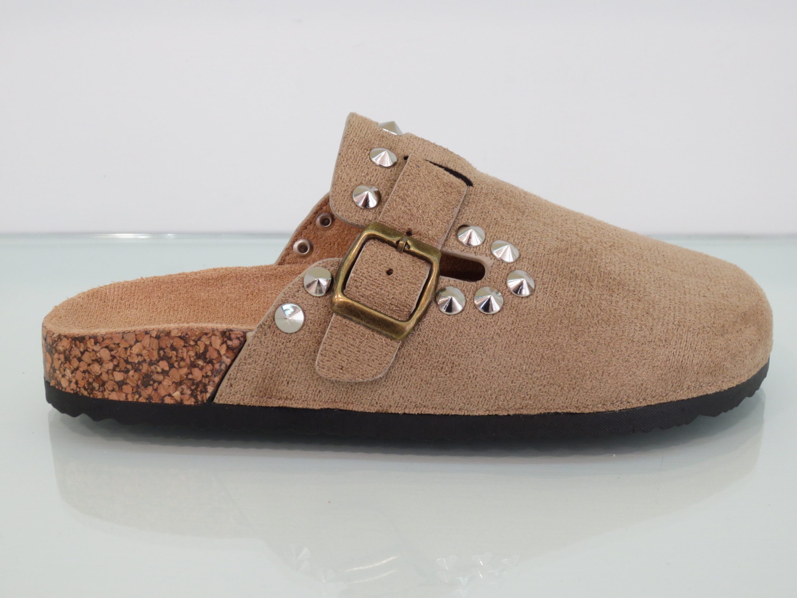 Sabot Donna Borchie Plantare Beige Borchiate